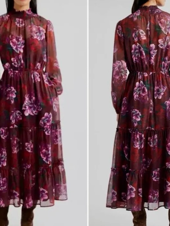 Lost + Wander Dresses & Skirts - Lost + Wander Burgundy Floral Tiered Maxi Dress. Sz S. NWT